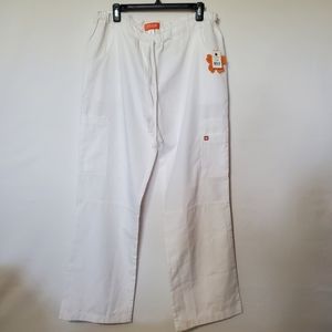 Scrubs Size L Tall Orange Standard Brand White  Elastic Waist Technical Wide Leg